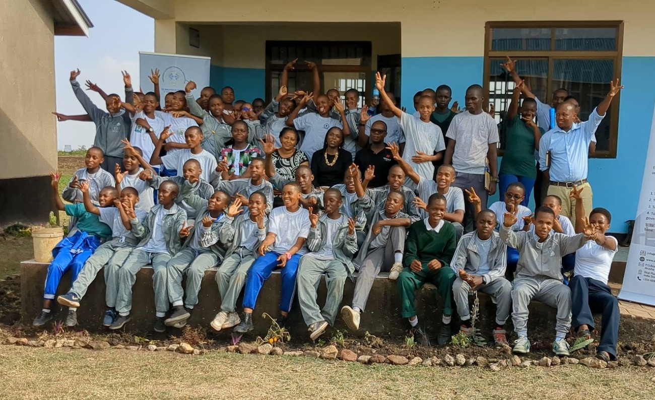 ElimuTech Digital Innovation Club launch day at Madiira Secondary School in Arusha with students and facilitators